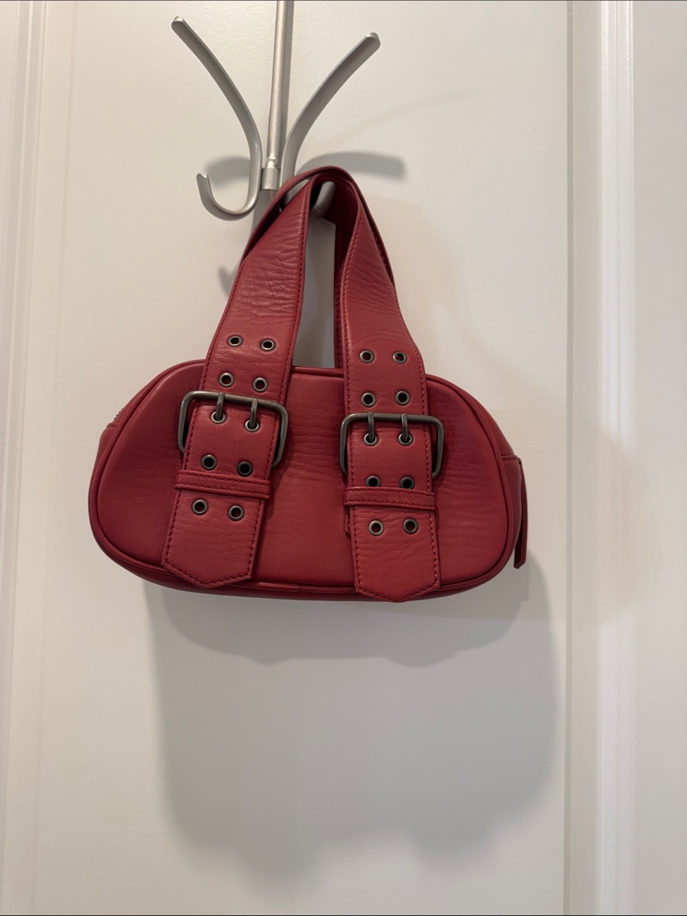 Free People Red Mini Shoulder Bag with Buckle Straps